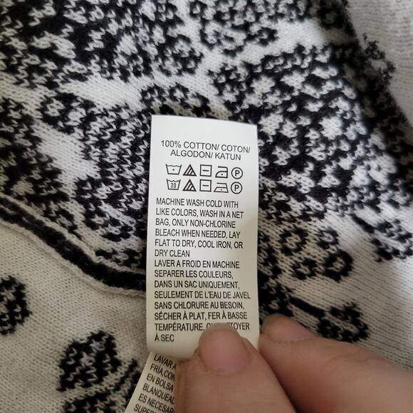 Lucky Brand Black and White Patterned Waterfall Open Front Cardigan Size Medium - Picture 8 of 10